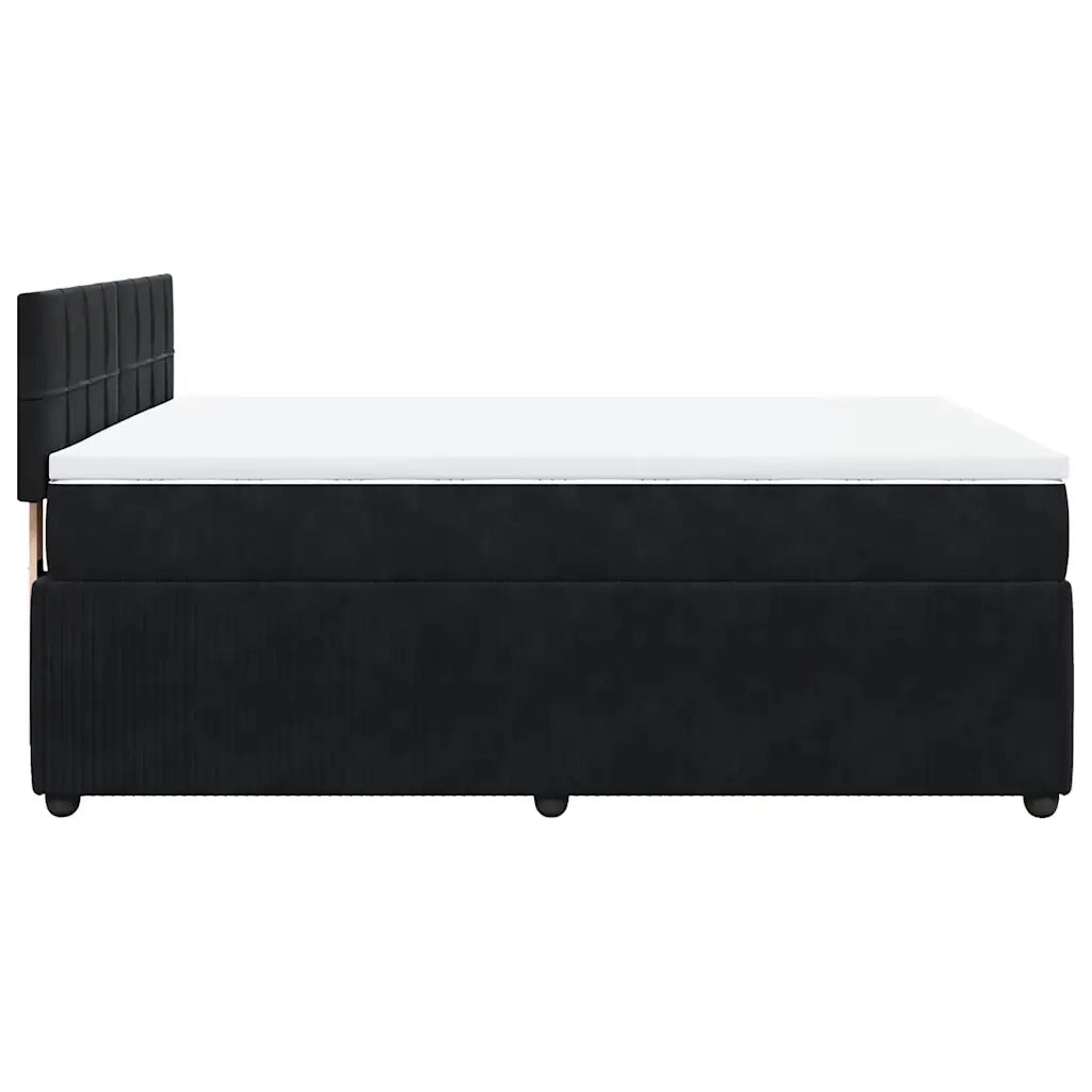 Giroletto a Molle con Materasso Nero 140x190 cm in Velluto