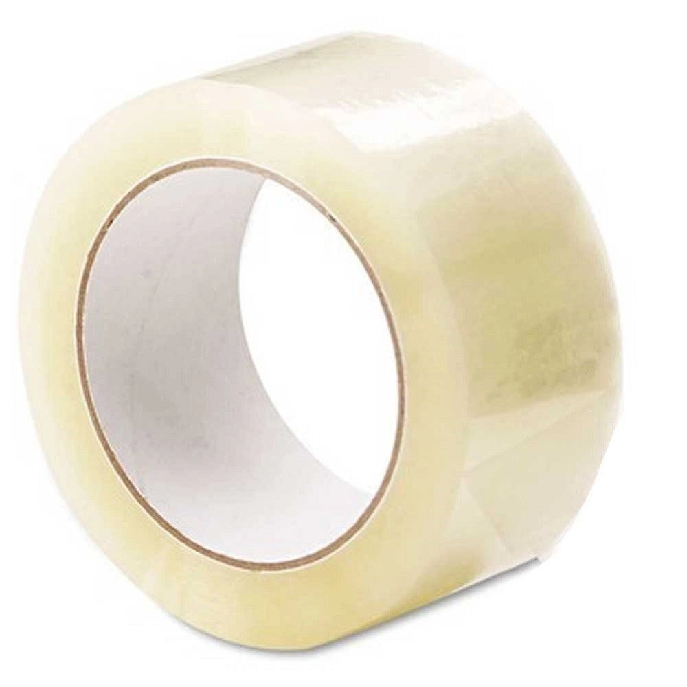 Trade Shop - Set 6 Nastri Adesivi 50 Mm X 66 Mt Con Etichetta Nastro Imballaggio Trasparente -