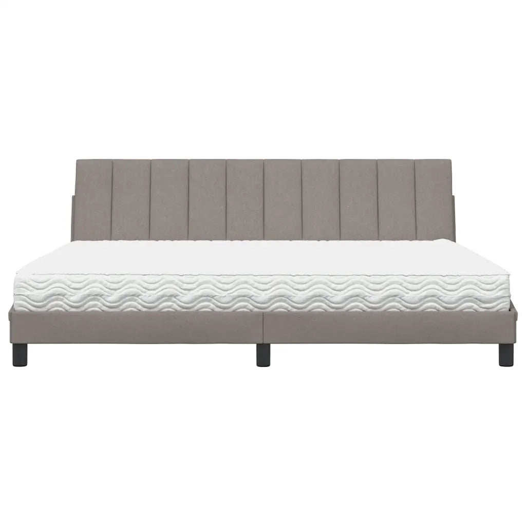 Letto con Materasso Hanko Tortora 200x200 cm in Tessuto 3310556