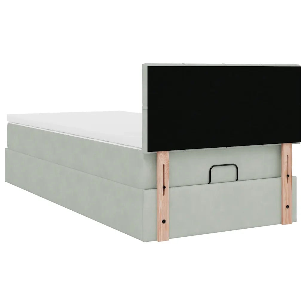 Struttura Letto Pouf con Materasso 90x190 cm in Velluto 3312590