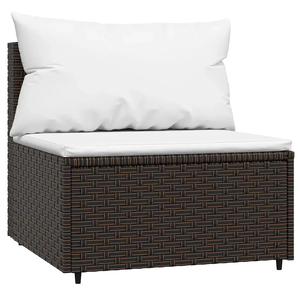 Set Mobili da Giardino 4 pz con Cuscini in Polyrattan Marrone CFW7012005