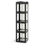 Libreria girevole pieghevole a 4 livelli per soggiorno e studio, Scaffale girevole a 360¡ã con base rotante per esposizione Nero-Librerie