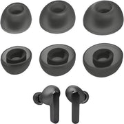 Orecchini di sostituzione in silicone per auricolari wireless - Nero/Blu - Set di 3 paia - Dimensioni variabili - Morbidi e comodi pezzi di ricambio
