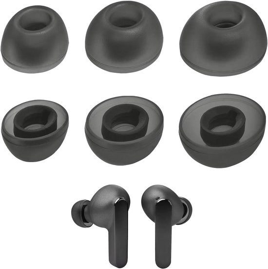Orecchini di sostituzione in silicone per auricolari wireless - Nero/Blu - Set di 3 paia - Dimensioni variabili - Morbidi e comodi pezzi di ricambio