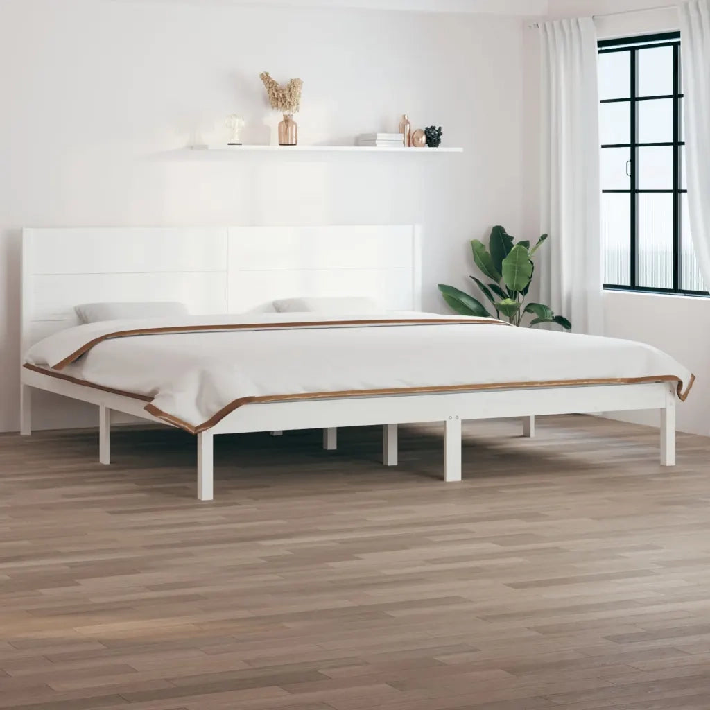 Giroletto senza Materasso Bianco 200x200 cm Legno Massello Pino