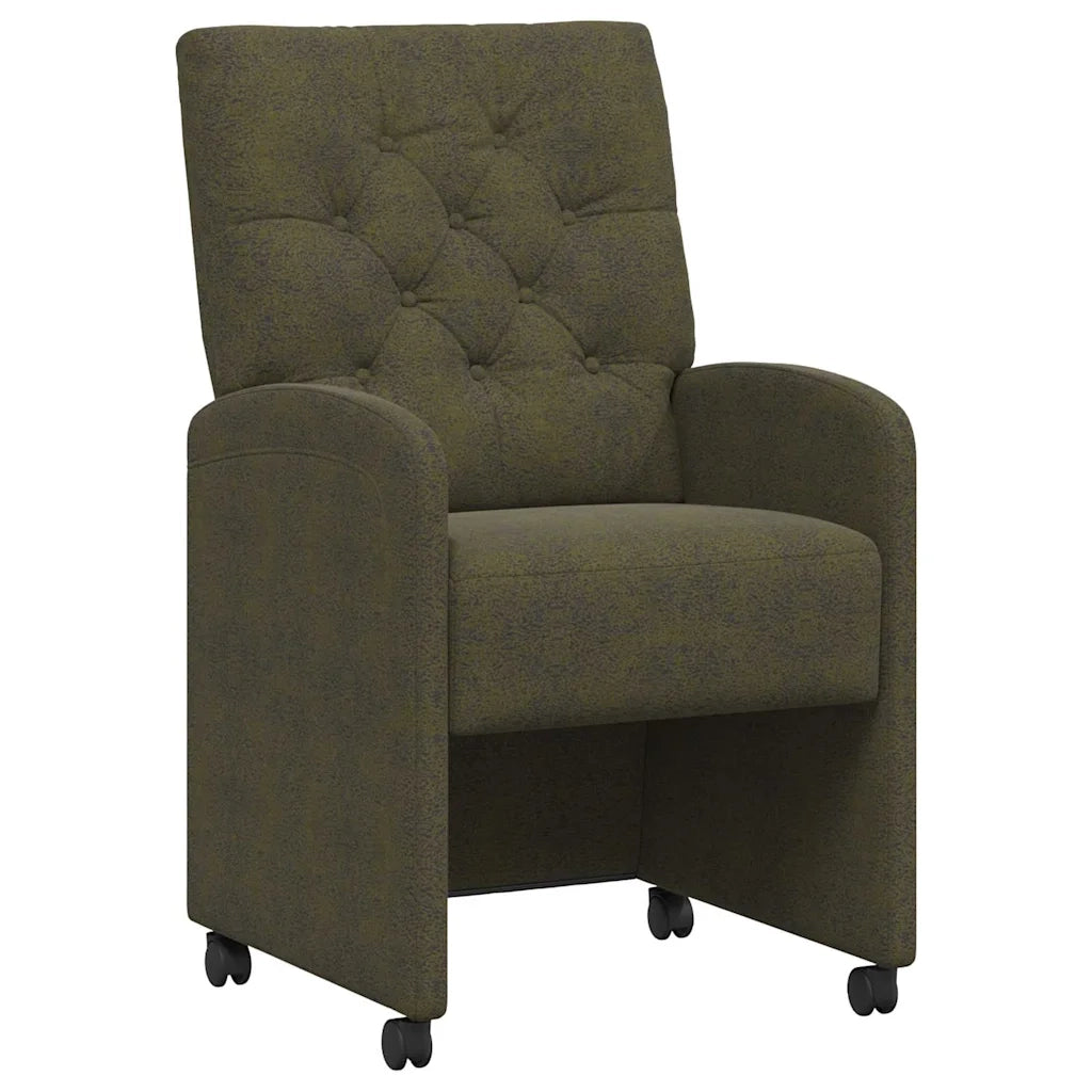 Sedie da Pranzo con Ruote 2 pcs Verde militare 58 x 67 x 97 cm 42017864