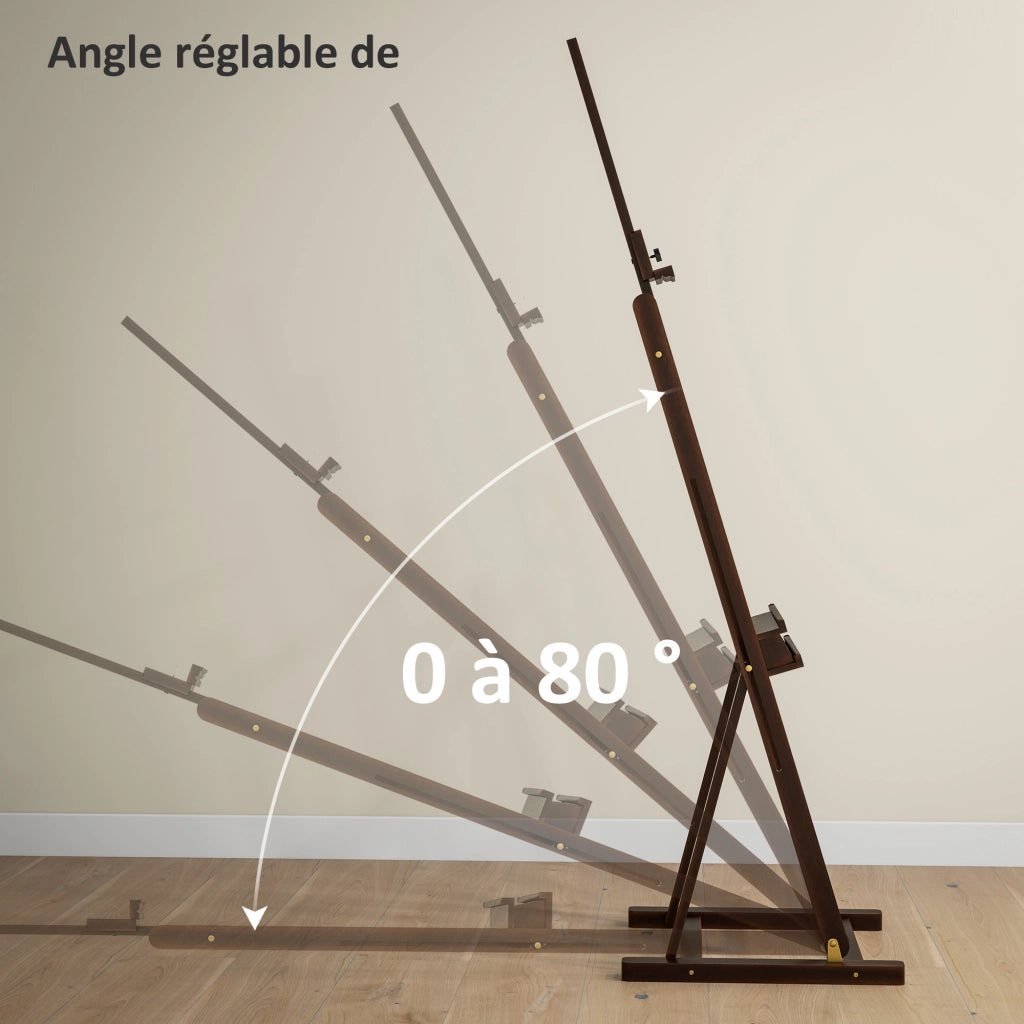 Cavalletto in Legno Regolabile con Ripiano ¨C Zephmum ¨C Marrone 171-230cm