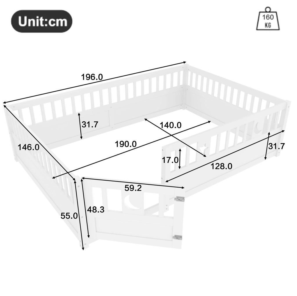 Letto per bambini con sponde, 140 x 190 cm, bianco