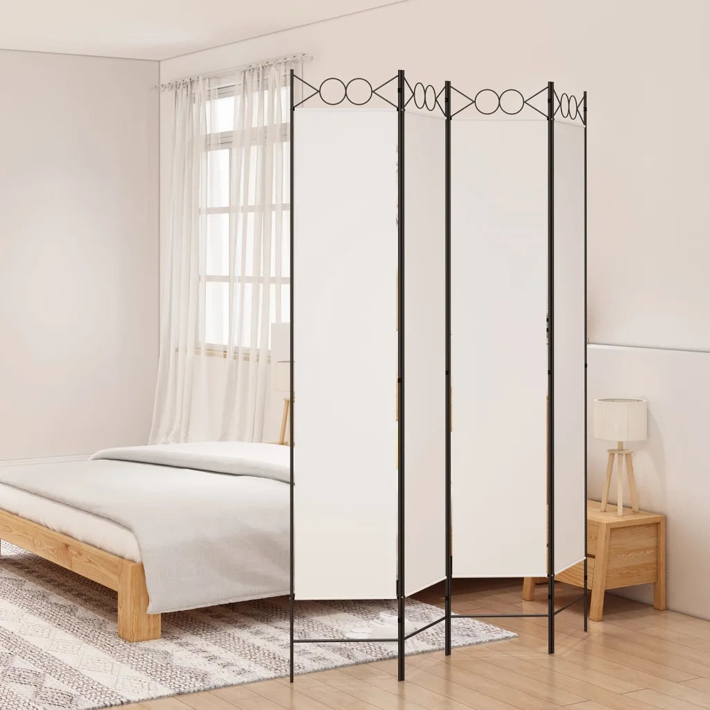 Divisorio Ambienti | Divider per stanze | Paravento a 4 Pannelli Bianco 160x220 cm Tessuto