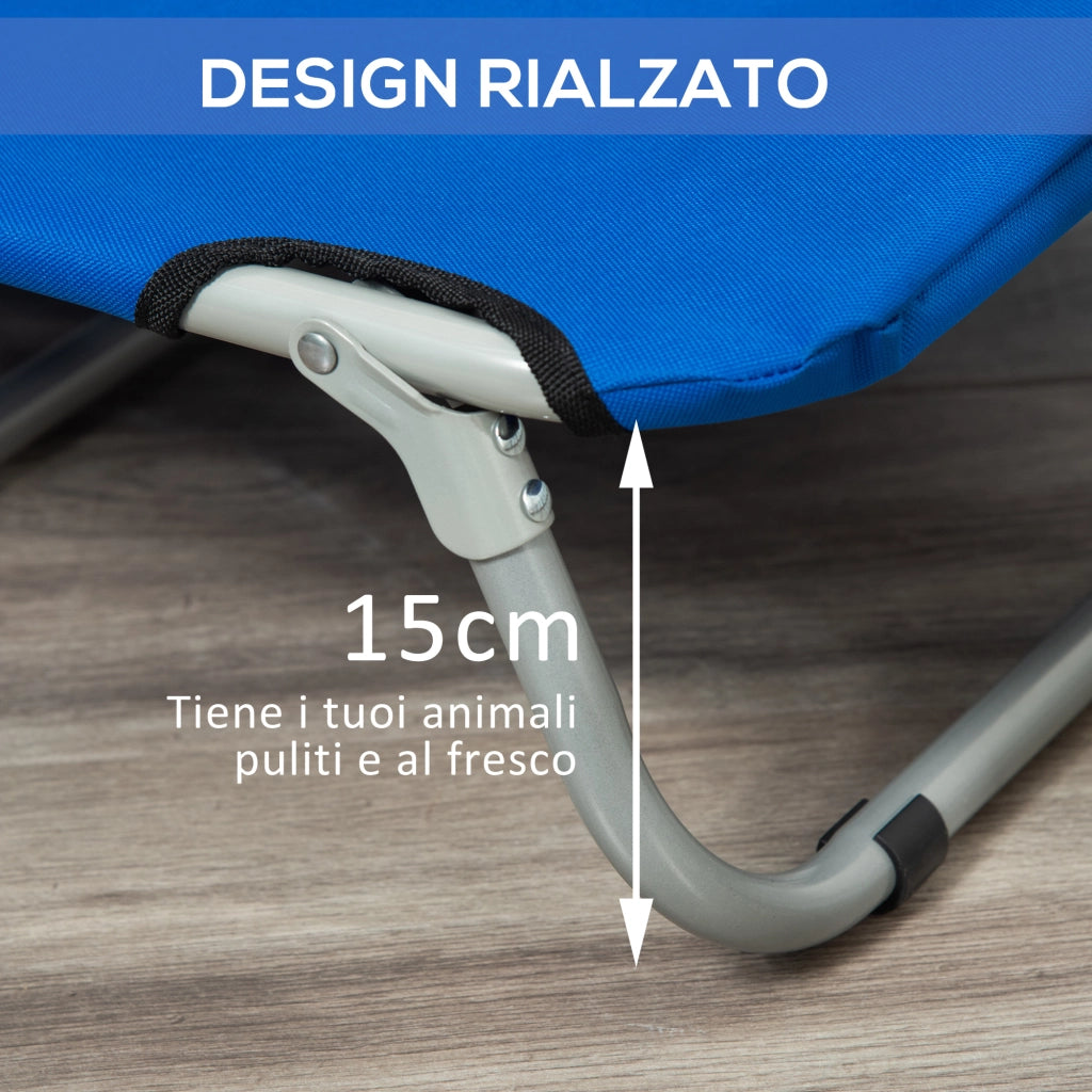 EasyComfort Brandina per Cani Taglia Piccola Pieghevole per Interno ed Esterno, Lettino per Cani Rialzato, in Acciaio e Tessuto Oxford, 71x58x20 cm, Blu