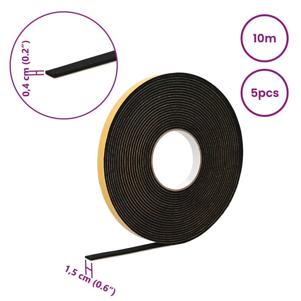 Nastro adesivo in schiuma 5 pcs Nero 15mm x 10m Schiuma CR 42024067