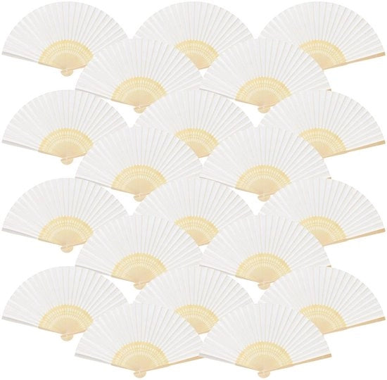 Ventilatore manuale - 20 pezzi - Bianco - Decorazione per matrimoni - Versatile per feste e uso domestico