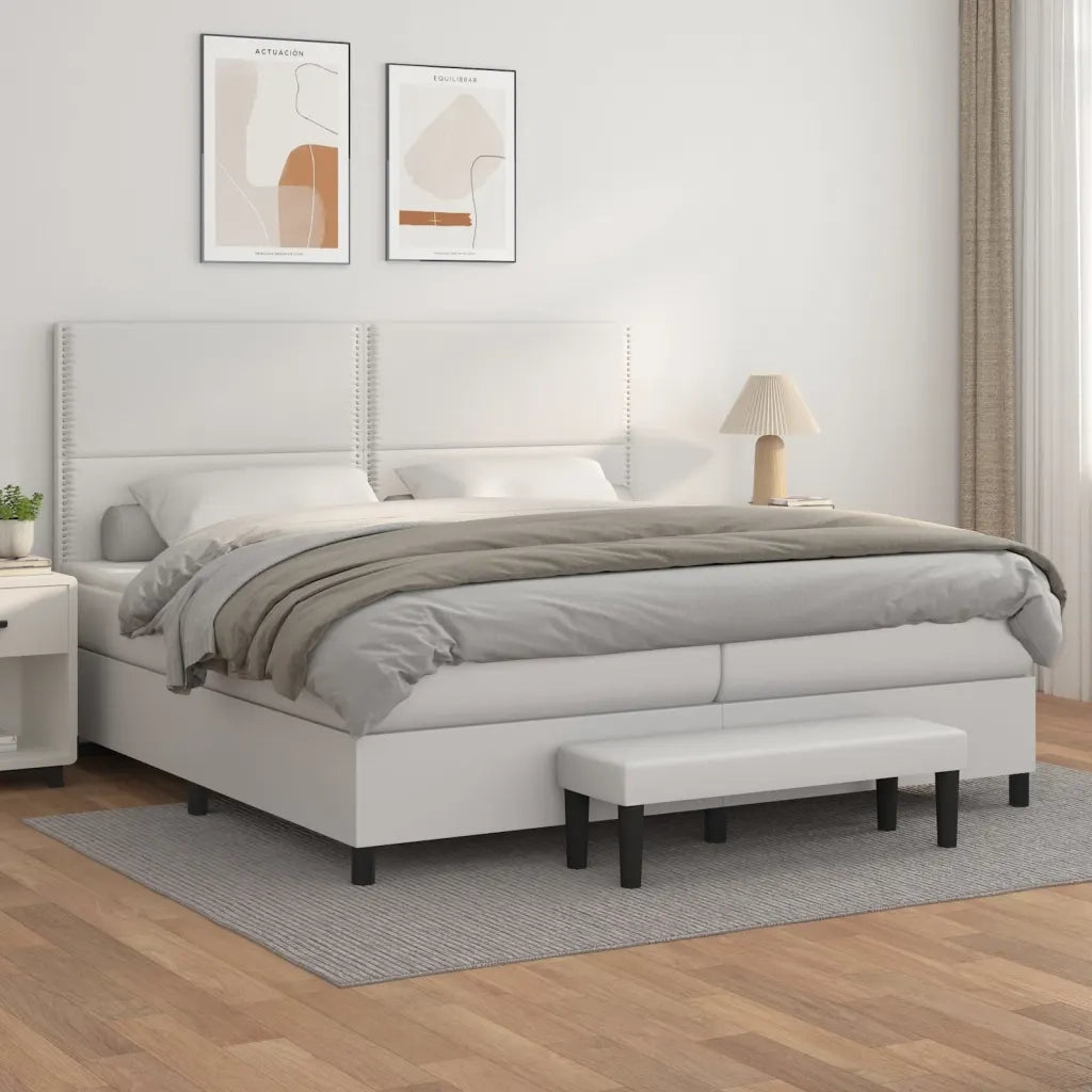 Giroletto a Molle con Materasso Bianco 200x200cm in Similpelle cod mxl 63746