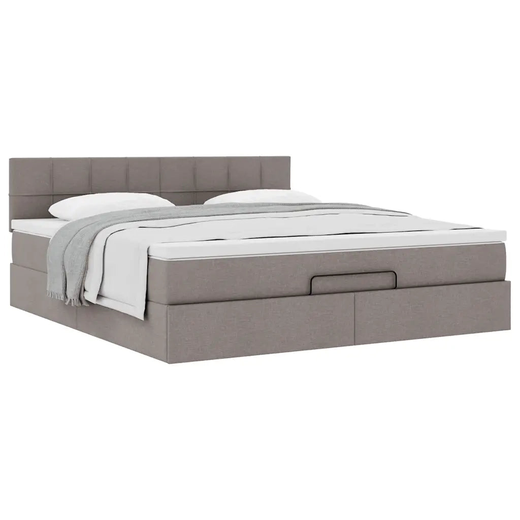 Struttura Letto Pouf con Materasso Tortora 160x200cm in Tessuto 3311474