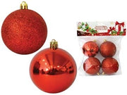 SFERE LISCE E GLITTERATE COLORE ROSSO  mm.60 in confezione da 4 pezzi