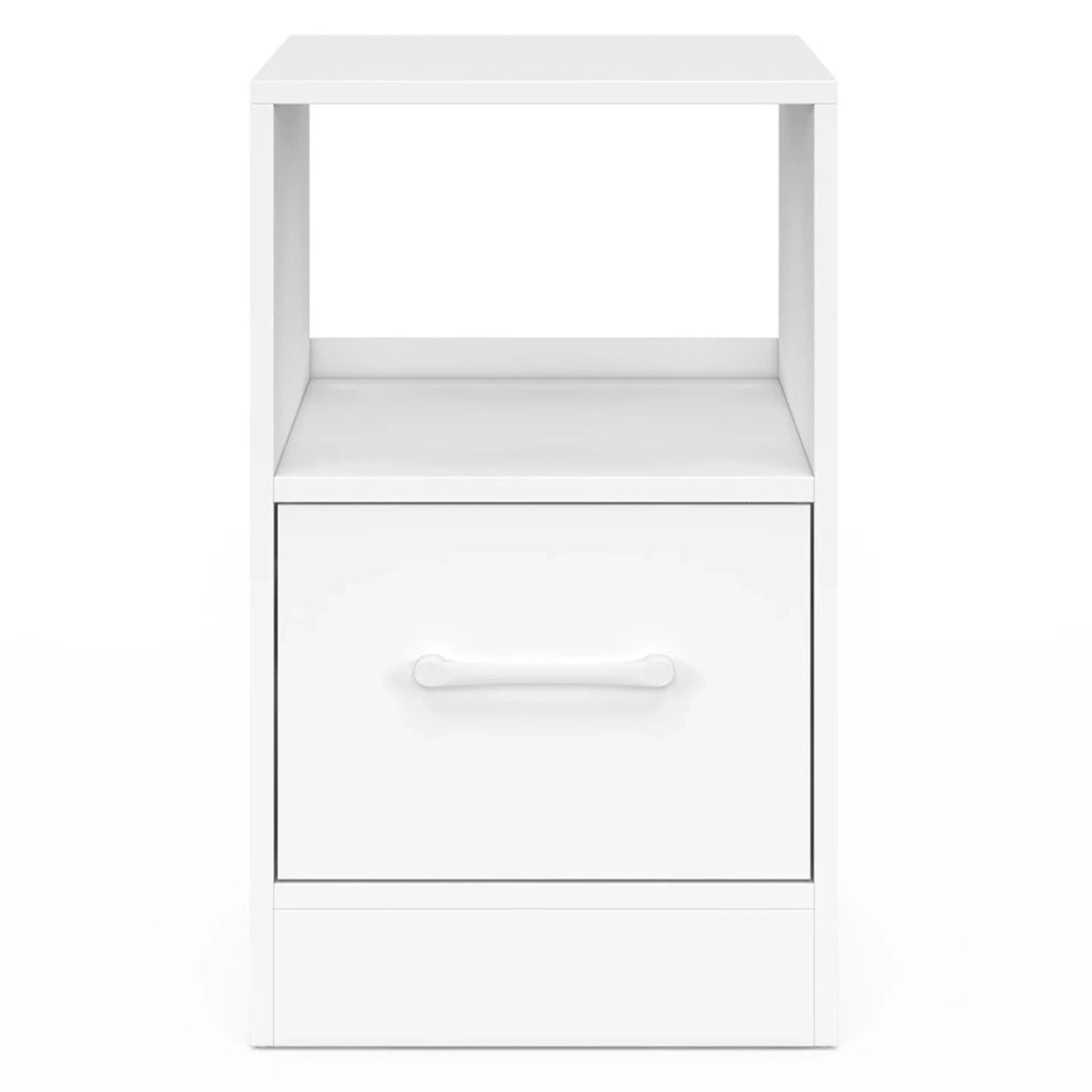 IDMarket - Set di 2 comodini in tessuto a 1 cassetto UPPAH con nicchia in legno bianco
