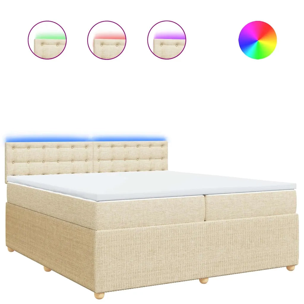 Giroletto a Molle con Materasso Crema 200x200 cm in Tessuto 3289882