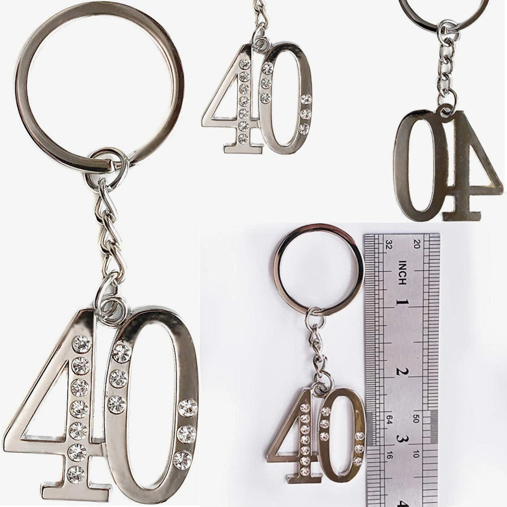 Trade Shop - 12 Portachiavi Porta Chiave Con Numero 40 Bomboniere Confetti Per Compleanno -