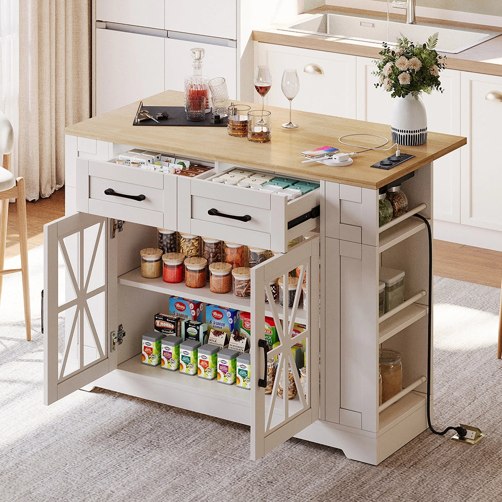 Isola cucina - Xylo - 120cm piano ribaltabile USB/AC grigio