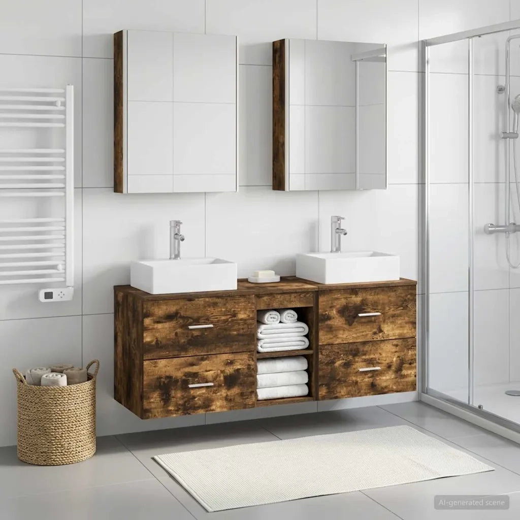 Set di mobili per il bagno 5 pcs Rovere Fumo 3406811