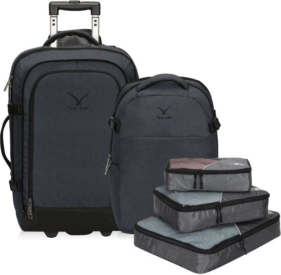 Zak da bagagli 2 in 1 63L con borsa portadocumenti e blocchi di imbustamento rimovibili 56x36x41cm grigio
