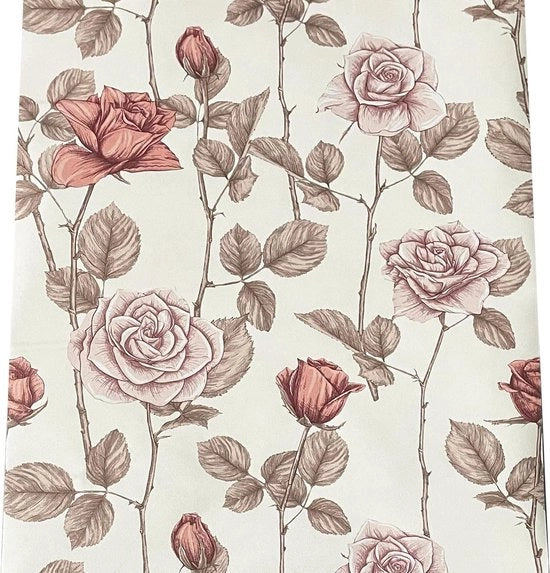 Pavimento da Parete Autoadesivo a Fiori Retro per Camera da Letto Sala Cucina (W44cm x 300cm)