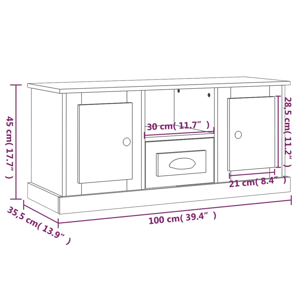 Mobile TV Grigio Sonoma 100x35,5x45 cm in Legno Multistrato 816462