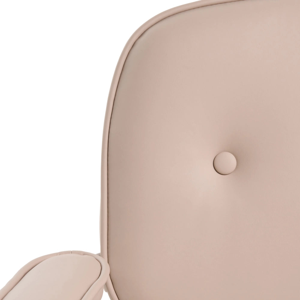 Sedia da ufficio in ecopelle beige con struttura in metallo nero, imbottita, girevole e regolabile Arredamento per ufficio