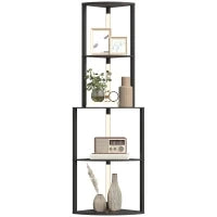 Lampada da terra con ripiani ad angolo 4 livelli, LED dimmerabile, 55,5 x 39,5 x 163 cm, Nero