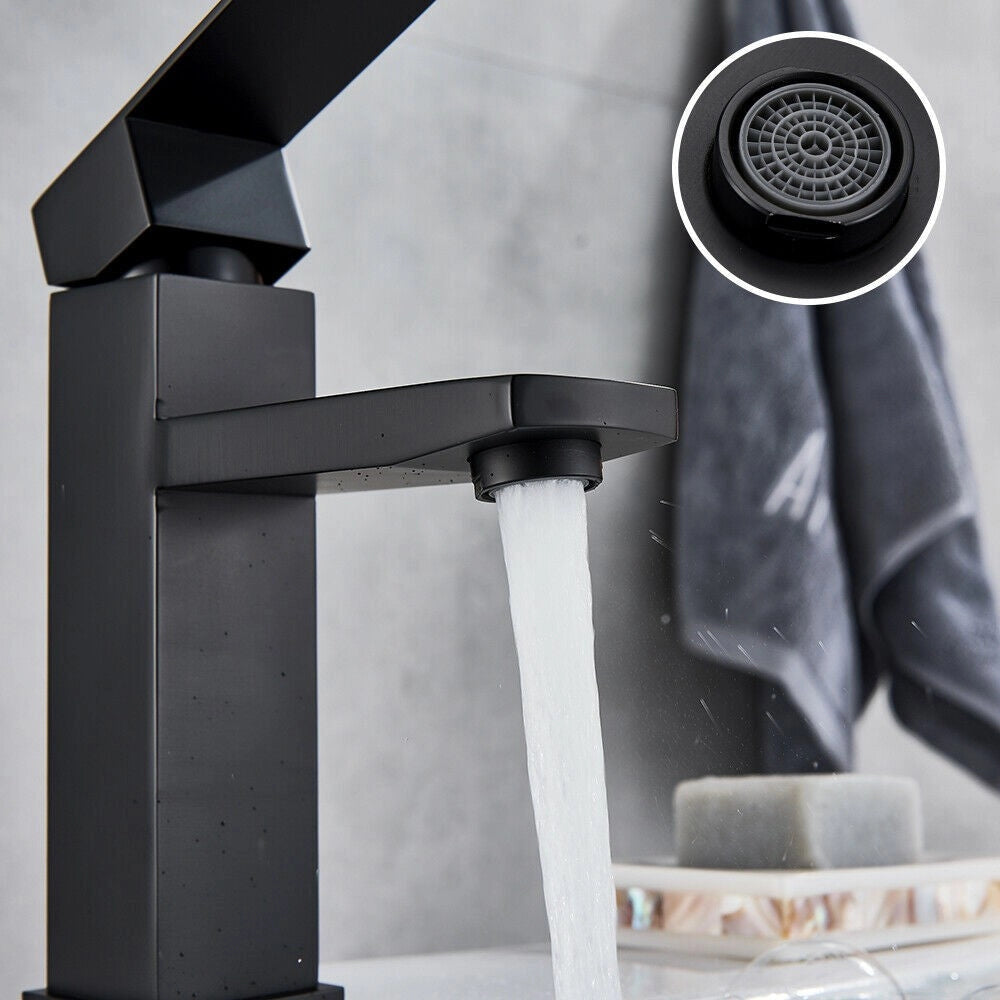 Rubinetto miscelatore da bagno lavabo squadrato nero opaco