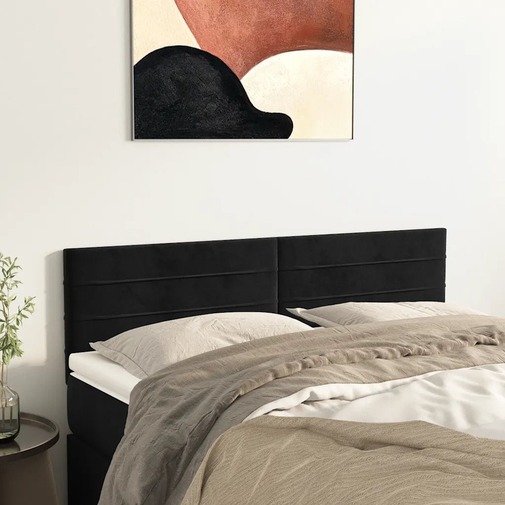 Testiera | Testata Nero 144x5x78/88 cm in Velluto