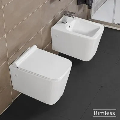 WC sospeso Rimless serie Malaga bianco lucido in ceramica