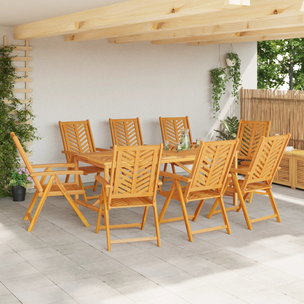 Set Pranzo Giardino 9 Pezzi Legno Massello di Acacia