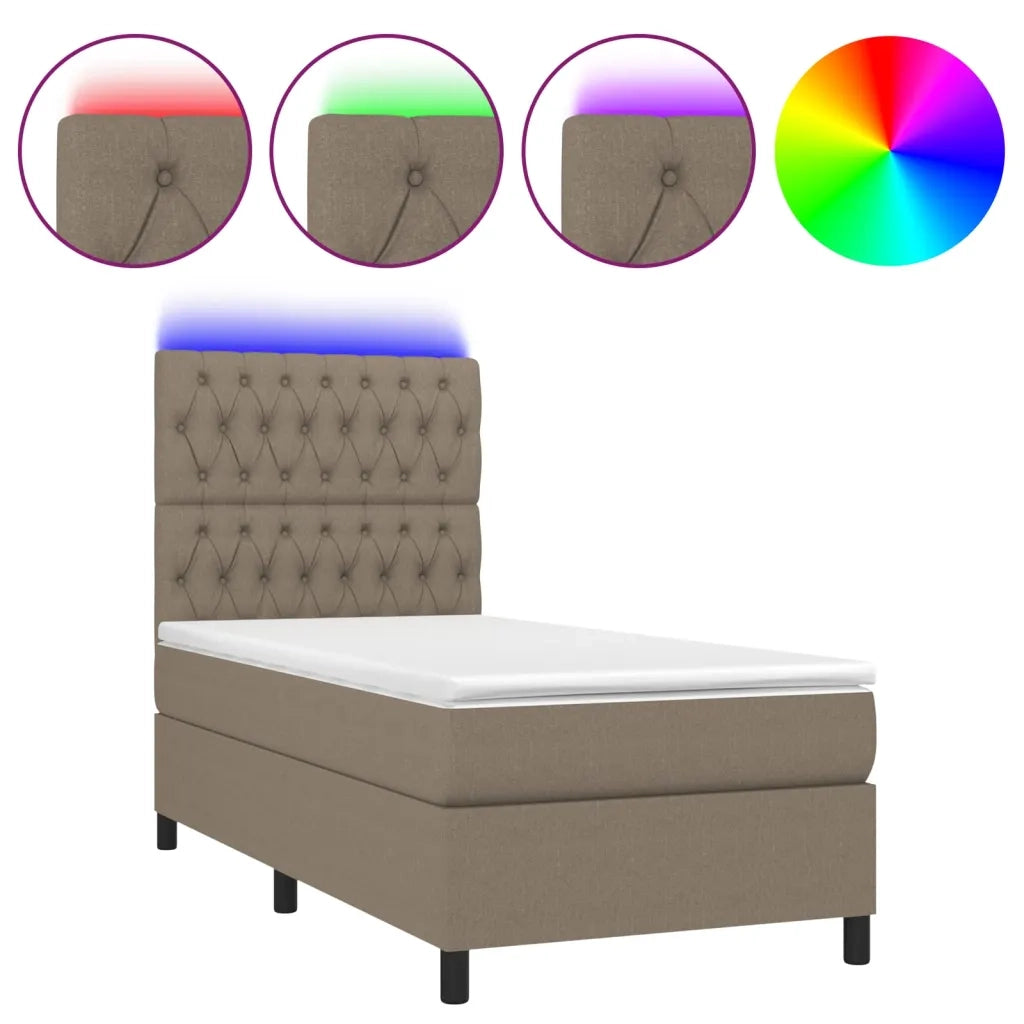 Letto a Molle con Materasso e LED Tortora 80x200 cm in Tessuto cod mxl 33640