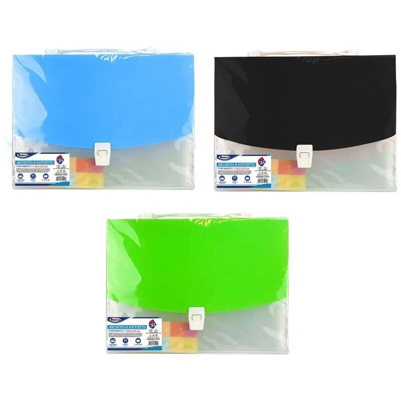 CARTELLINA ARCHIVIO CON  13 TASCHE E MANIGLIA IDEALE PER IL TUO UFFICIO IN COLORI ASSORTITI