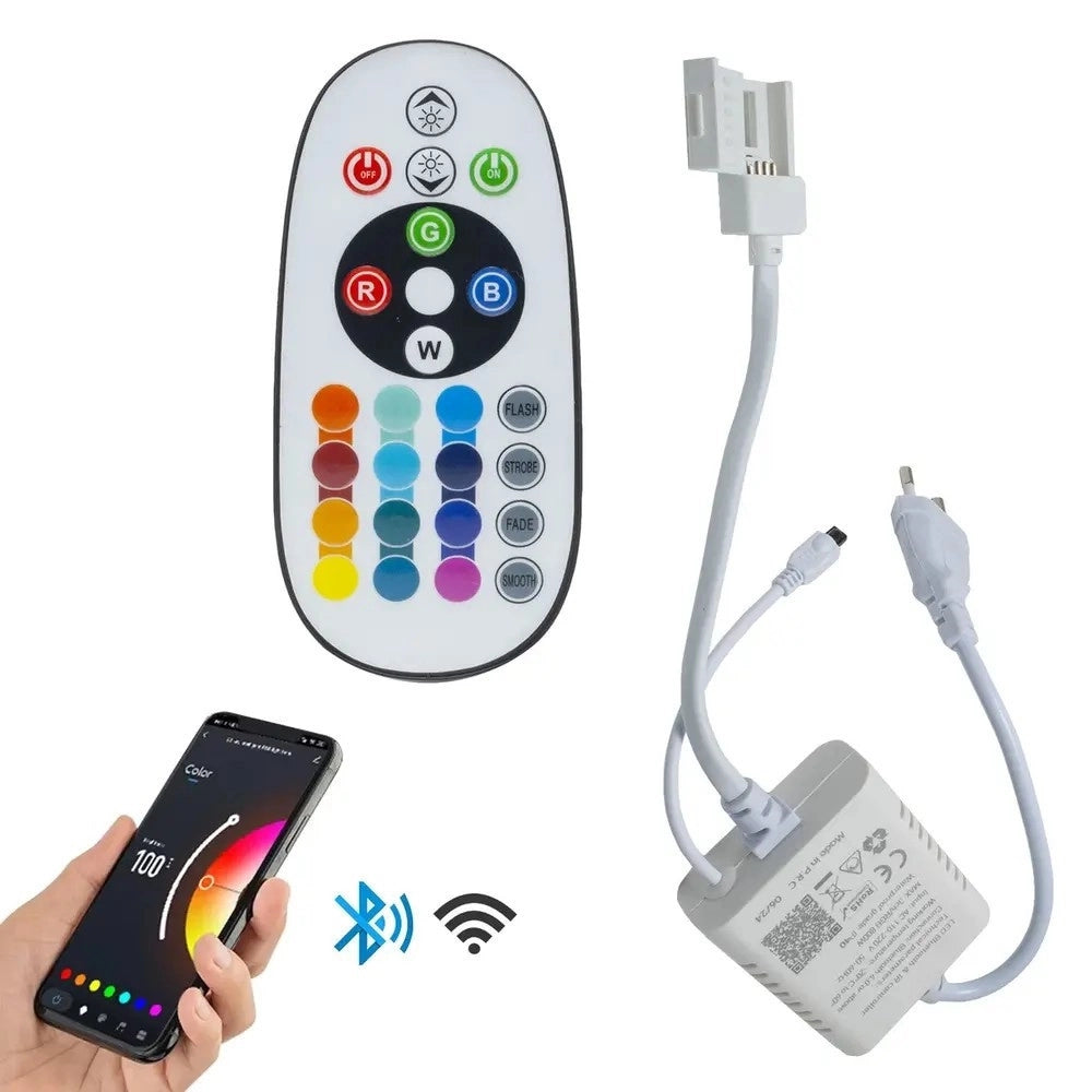 Trade Shop - Controller Trasformatore Per Strisce Led Rgb A 220v Bluetooth + Telecomando S-rgb-220v-b -