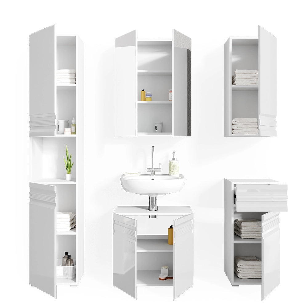 Vicco Set mobili bagno Bianco lucido 5 parti