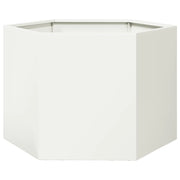 Fioriera | Cassetta per fiori | Vaso da Giardino Bianca Esagono 69x60x45 cm in Acciaio