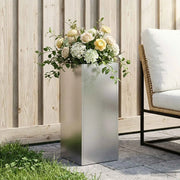 Vaso da giardino Argento 20 x 20 x 40 cm Acciaio Inox 8005296