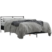 Letto matrimoniale | Letto per adulti | Giroletto Nero 140x200 cm in Legno Multistrato e Metallo