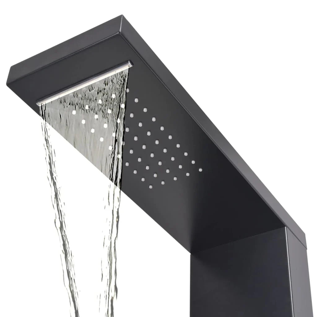 Sistema di pannelli doccia in alluminio nero opaco per bagno casa 02_0003119