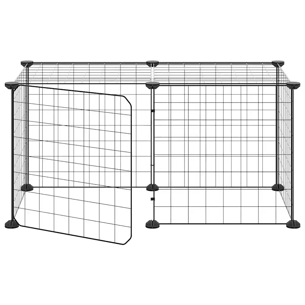 Gabbia per Animali 8 Pannelli con Porta Nero 35x35 cm Acciaio 3114050