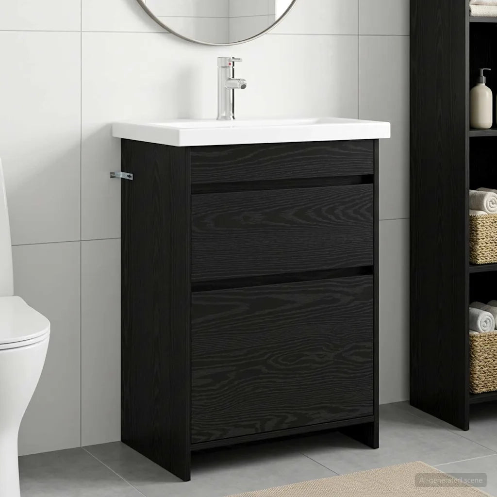 Set di mobili per il bagno Rovere Nero 61 x 40 x 84,5 cm 3404259