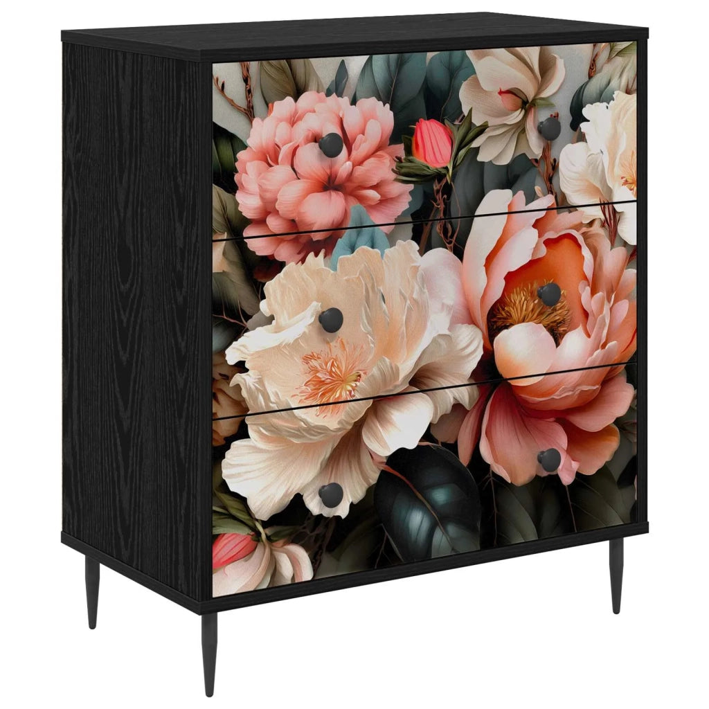 Cassettiera BORNE Stampa di peonia chiara 66 x 36,5 x 76 cm 8007376