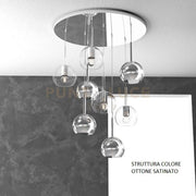 SOSP. OTTONE SAT. TONDA 8 LUCI VETRI TUTTI PICCOLO (4X TR+ 4X CR) 1155OS-S8 TP-TC