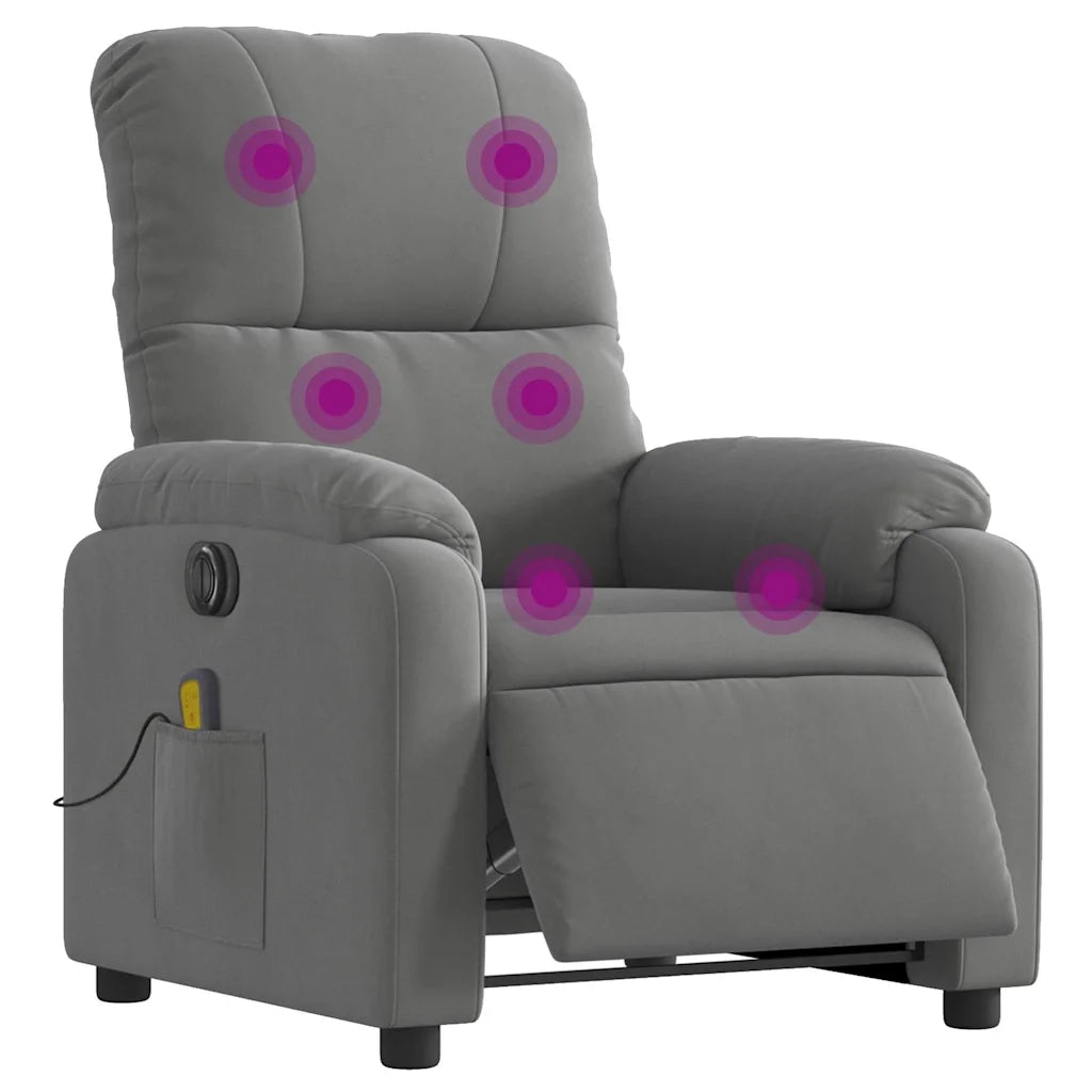 Poltrona Reclinante Massaggi Elettrica Grigio Scuro Microfibra 3204924