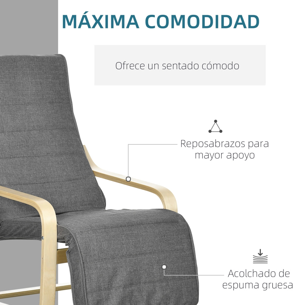 Poltrona Relax con Poggiapiedi Regolabile in Tessuto ¨C zephmum ¨C Grigio 66,5x94x100 cm