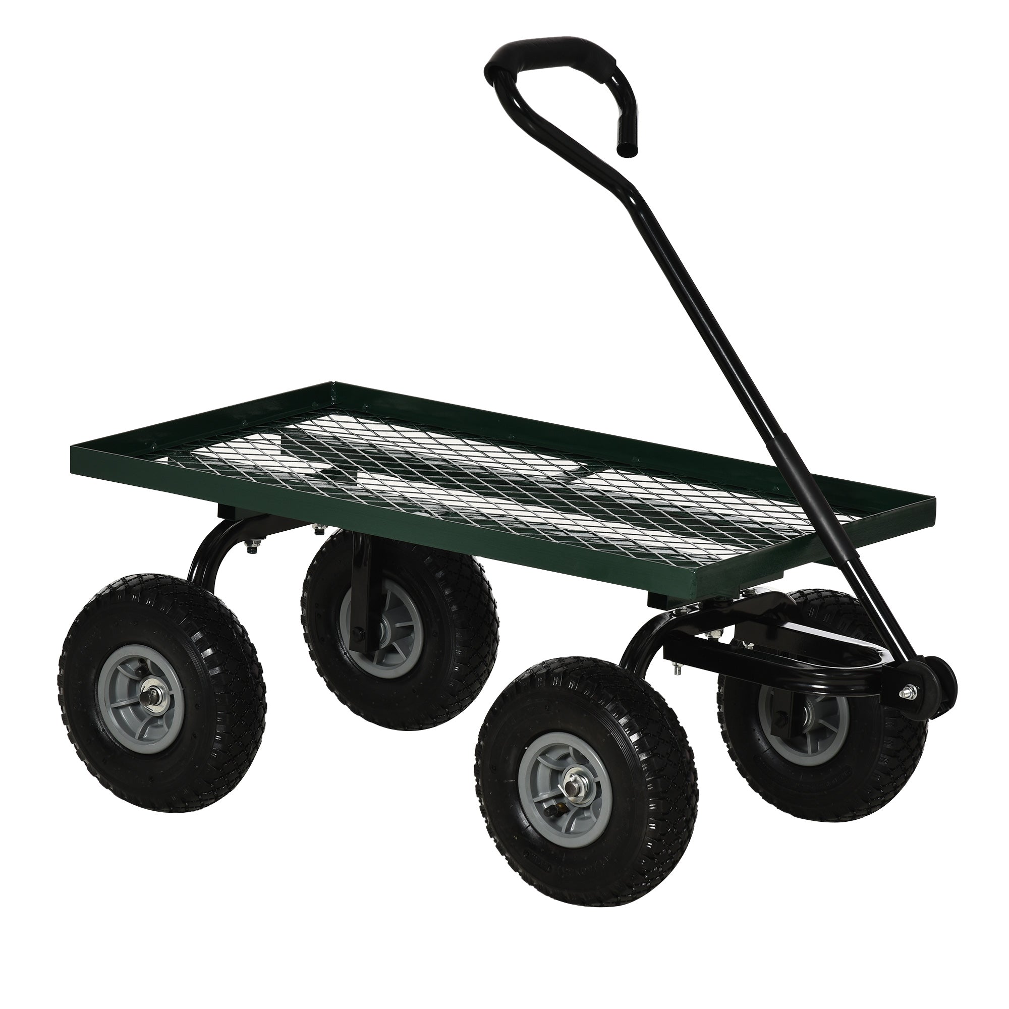 Carrello da Giardino 94x48.5x100 cm Capacità 150 kg in Acciaio Nero e Verde