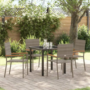 Set da Pranzo per Giardino con cuscino 5 pcs Grigio polyrattan
