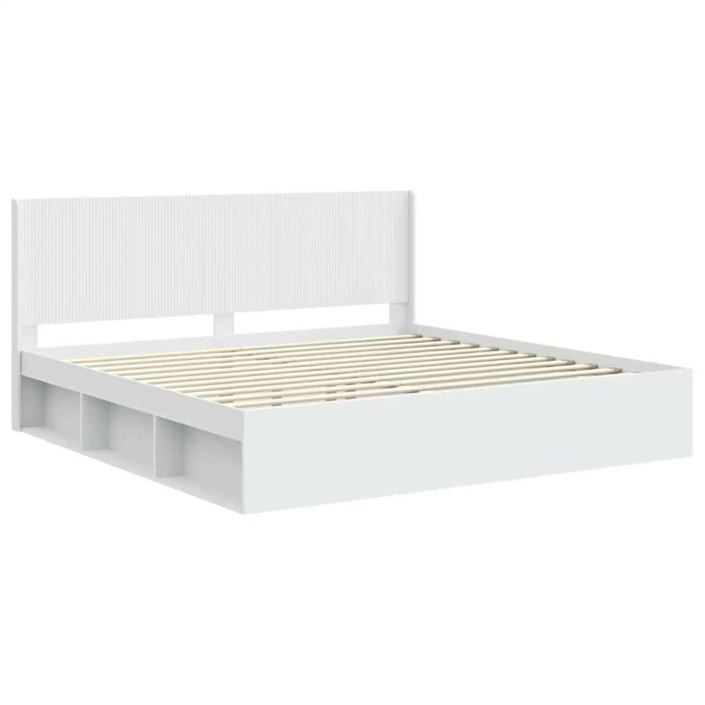 Struttura del letto con stoccaggio e testata Bianco 3413813